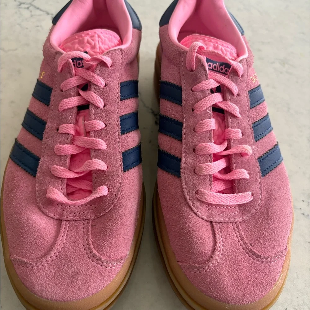 Adidas Women's Pink and Blue Sneakers - Picture 2 of 6